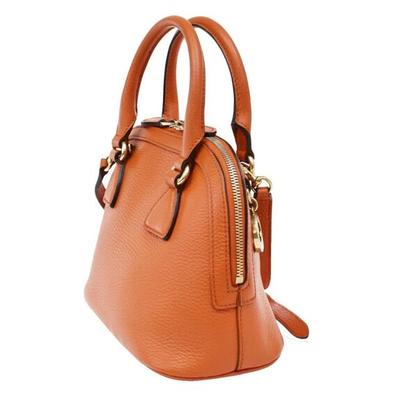 GUCCI Logo Interlocking G 2Way Shoulder Hand Bag Leather Orange GHW 93KB068 - Picture 4 of 14